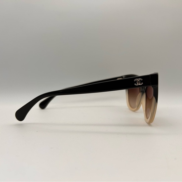 CHANEL Acetate CC Cat Eye Summer Sunglasses 5350 Black Beige Ombré - Picture 4 of 8